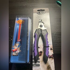 New in Package Dog Grooming Supplies. Steel Comb and Large Dog Nail Clippers